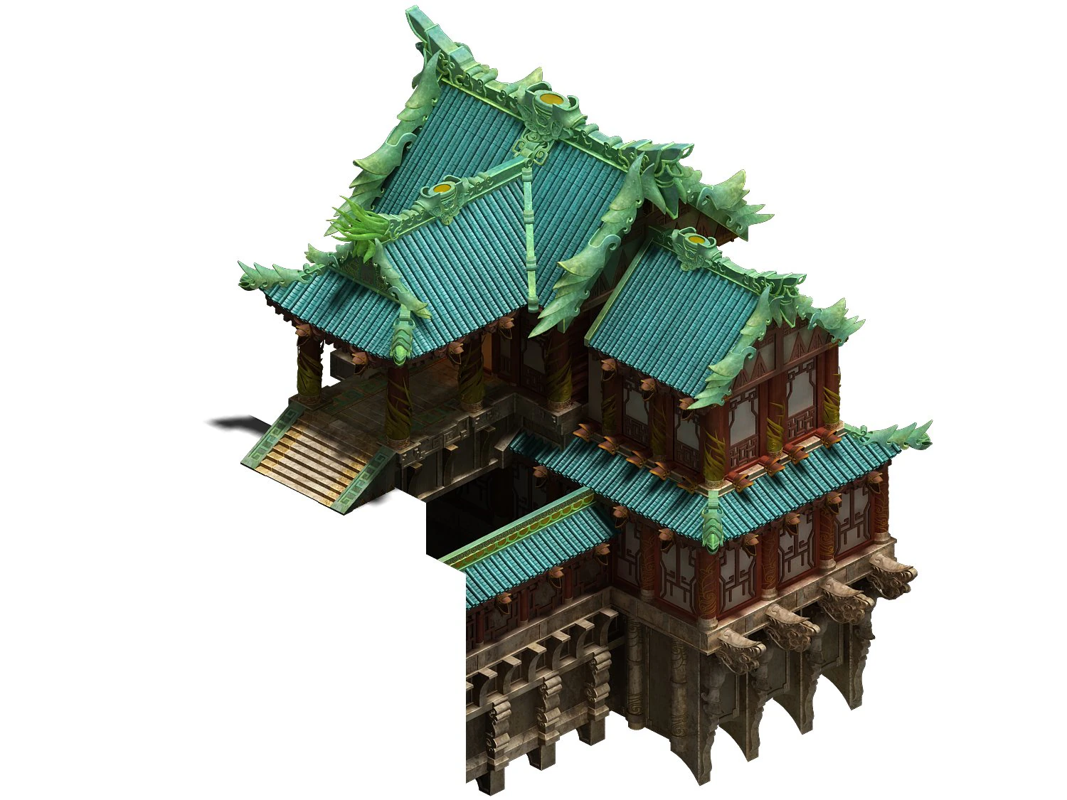 jade building - alcohol pavilion 3D Model .c4d .max .obj .3ds .fbx .stl .blend 
