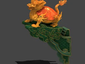 starożytna architektura chińska - dekoracje dachowe 03 Model 3D