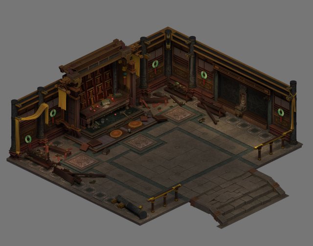 religion - han tai temple broken Modelo 3D .c4d .max .obj .3ds .fbx .stl .blend