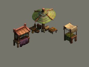 city - small business hawkers Model 3D