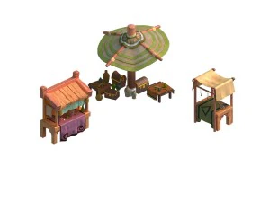city - small business hawkers 3D Model