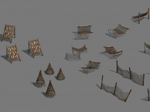 seaside fishing - fishing net - dead fish 3D Model
