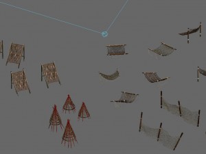 seaside fishing - fishing net - dead fish 3D Model
