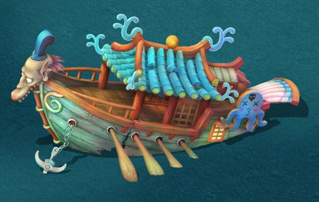 submarine cartoon world - princess shipwreck 3D Model .c4d .max .obj .3ds .fbx .stl .blend 
