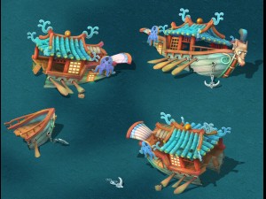 submarine cartoon world - princess shipwreck 3D Model