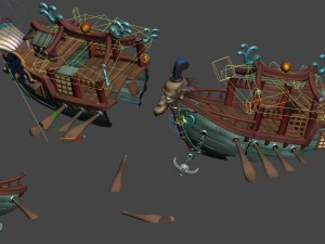 submarine cartoon world - princess shipwreck 3D Model