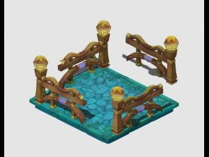 submarine cartoon world - square railing 3D Model