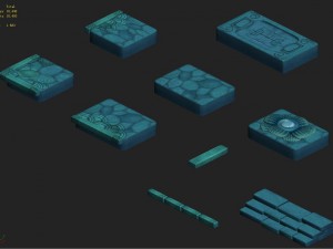 submarine cartoon world - seabed square surface 3D Модель