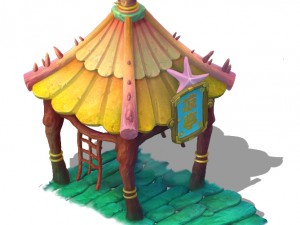 submarine cartoon world - sea bottom pavilion Model 3D