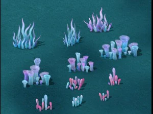 onderzeese cartoonwereld - onderzeese decoratie 3D Model