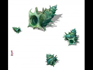 submarine cartoon world - sea king conch 3D Model