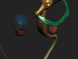 submarine cartoon world - hippocampus lights 3D Model