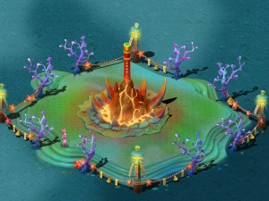 submarine cartoon world - gold hoop bar god tower 3D Model