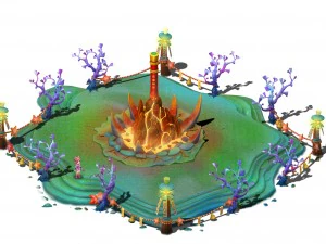 submarine cartoon world - gold hoop bar god tower 3D Model
