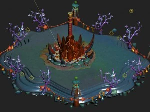 submarine cartoon world - gold hoop bar god tower 3D Model