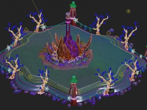 submarine cartoon world - gold hoop bar god tower 3D Model