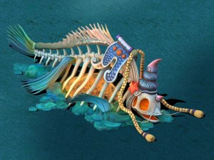 mundo submarino de dibujos animados - drag&oacute;n del cad&aacute;ver Modelo 3D