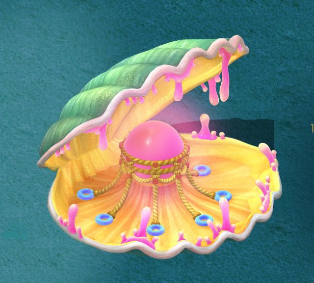 submarine cartoon world - huge pearl shellfish 3D मॉडल .c4d .max .obj .3ds .fbx .stl .blend 