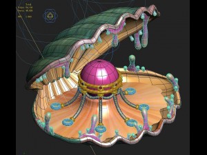 submarine cartoon world - huge pearl shellfish 3D मॉडल