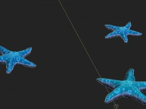 submarine cartoon world - blue five - pointed star 3D Model