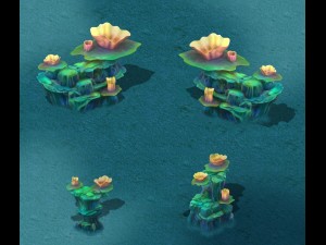 submarine cartoon world - coral lotus leaf 3D 模型