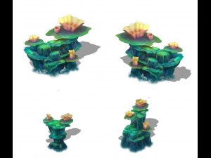 submarine cartoon world - coral lotus leaf 3D Model