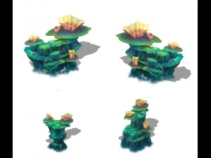 submarine cartoon world - coral lotus leaf 3D Model
