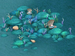 dunia kartun kapal selam - tumpukan bakteri karang Model 3D