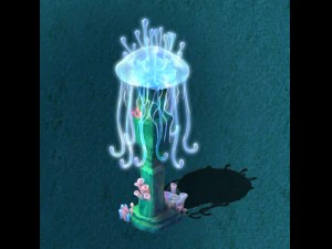 mundo dos desenhos animados submarinos - luzes do pilar de &aacute;gua-viva Modelo 3D