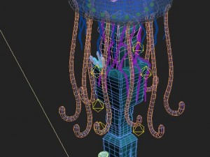 submarine cartoon world - jellyfish pillar lights 3D Model