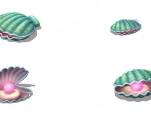 submarine cartoon world - watermelon pearl shells Model 3D