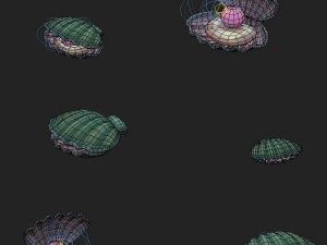 submarine cartoon world - watermelon pearl shells Model 3D