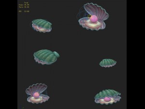 submarine cartoon world - watermelon pearl shells Model 3D