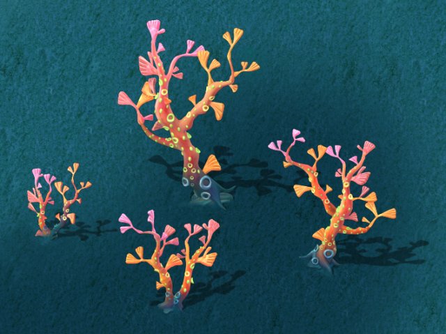 submarine cartoon world - fishtail coral Modèle 3D .c4d .max .obj .3ds .fbx .stl .blend 