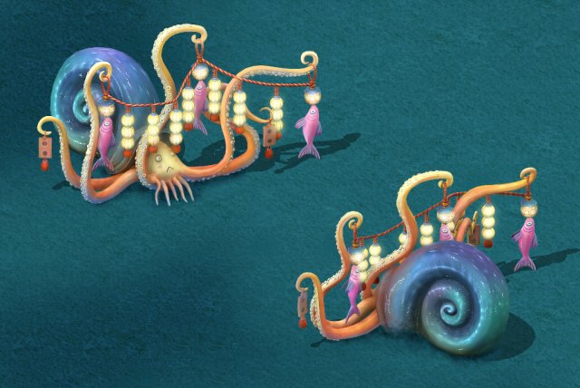 submarine cartoon world - octopus skewers 3D-Modell .c4d .max .obj .3ds .fbx .stl .blend 