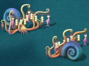submarine cartoon world - octopus skewers 3D मॉडल