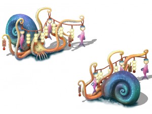 submarine cartoon world - octopus skewers 3D-Modell