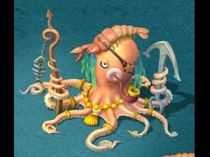 潜水艦漫画の世界 - タコの守護者 3Dモデル