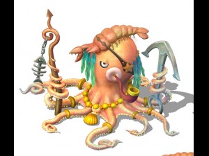 submarine cartoon world - octopus guardian 3D Model