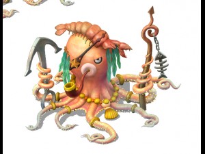 submarine cartoon world - octopus guardian 3D Model