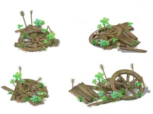 cartoon version - broken wheels 3D Model