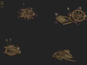 cartoon version - broken wheels 3D Model