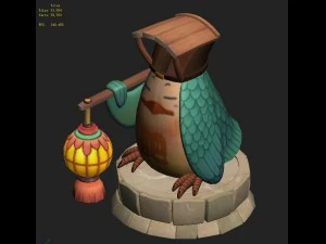 cartoon version - fat bird light 3D Model