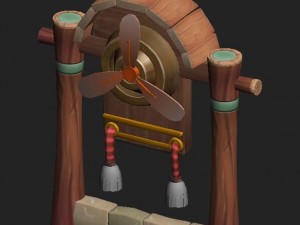 cartoon version - windmill installation 3D Model