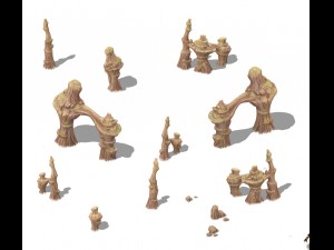 cartoon version - wind demon stone forest Model 3D