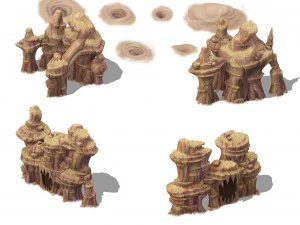 cartoon version - wind demon stone 02 3D Model