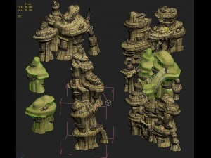 cartoon version - wind demon stone 02 3D Model