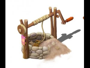 cartoon version - desert dry well 3D Model