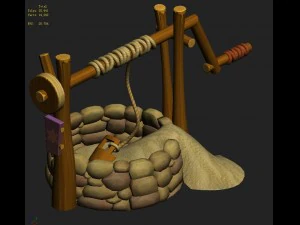 cartoon version - desert dry well 3D Model