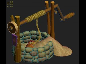 cartoon version - desert dry well 3D Model